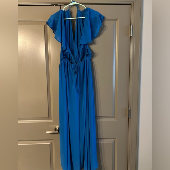 Blue Flowy Midi/High Low Dress - Picture 2 of 6
